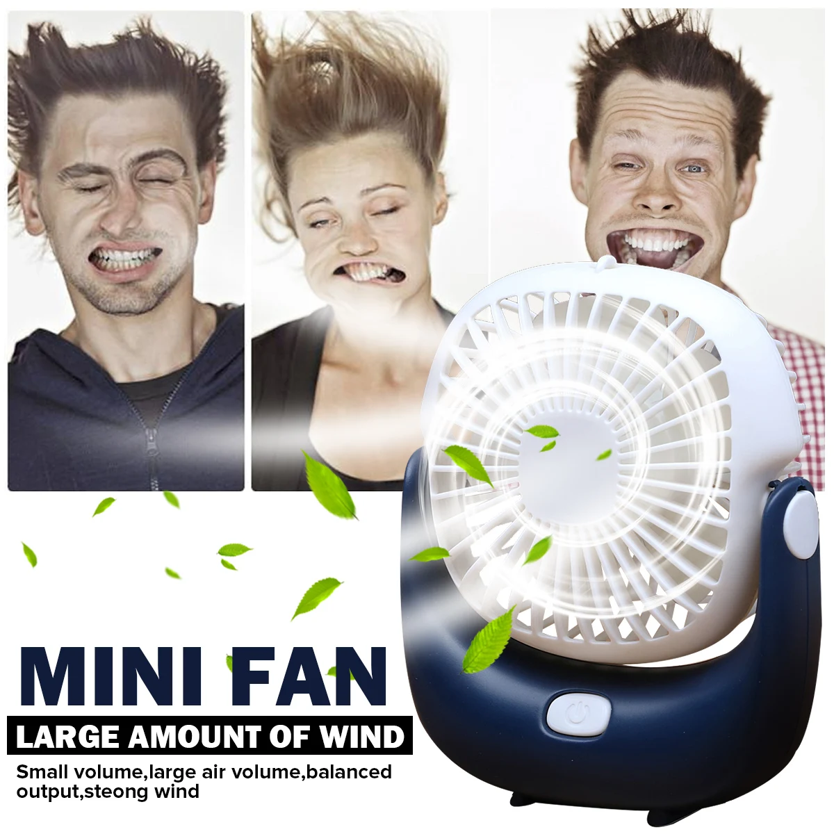 AUGIENB Portable Handheld fans USB Rechargeable Detachable Desktop fans / 360° Adjustable / Phone Holder / 3 mode Gale /