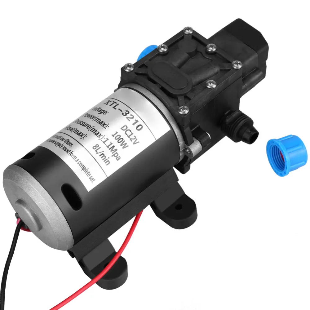 

12V DC 100W 8L/Min 160Psi High Pressure Diaphragm Self Priming Water Pump for Wash Self priming smoothly easy connecting system
