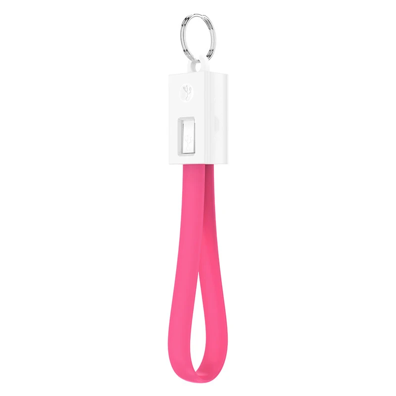 Брелок usb type-C кабель для быстрой зарядки для samsung Redmi Note 7 зарядное устройство Usbc type-C брелок шнур короткий кабель Micro USB - Цвет: Pink