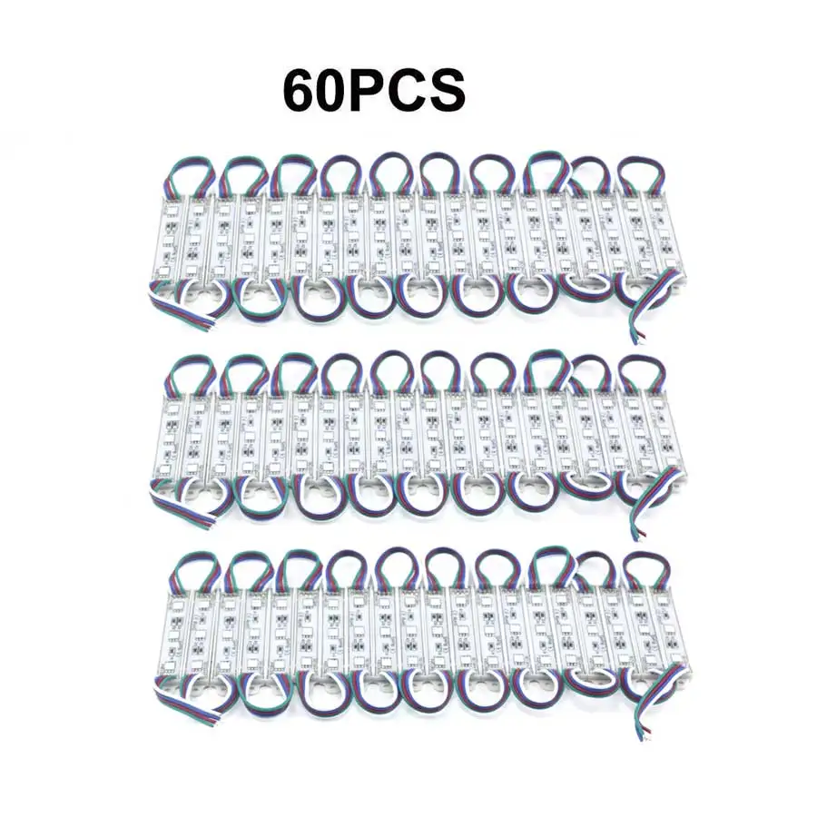 Модуль света 3 светодиодный DC12V водонепроницаемый IP65 свет SMD 5050 светодиодный Магазин Реклама на окнах знак полосы лампы модули света RGB цвет - Цвет: 60PCS