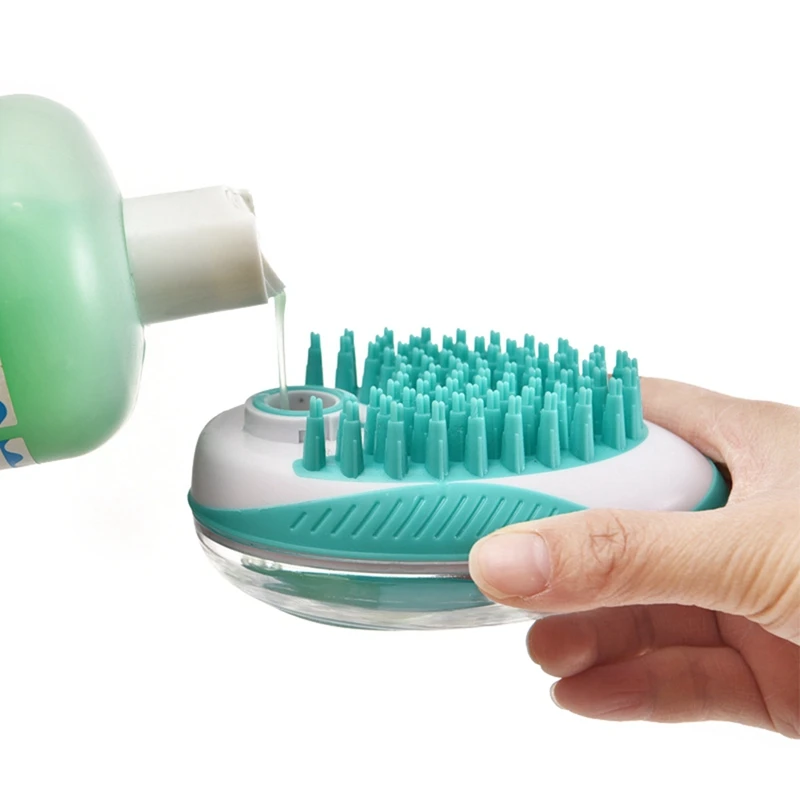 

Pet Dog Cat Bath Brush Grooming Bathing Shower Comb for Cat Loose Hair Remover Pet Dog Puppy Massager Easy Shampoo Dispenser