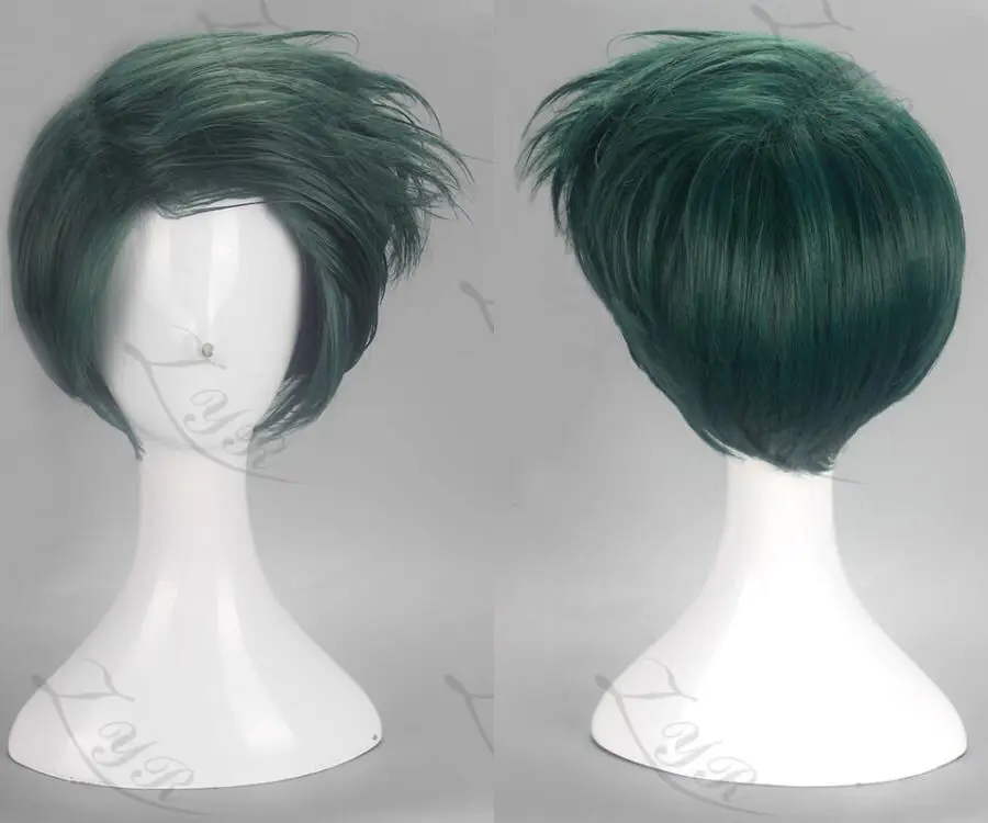 

Anime JoJo's Bizarre Adventure Rohan Kishibe Cosplay Wig Short Dark Green Heat Resistant Synthetic Hair Wigs + Wig Cap