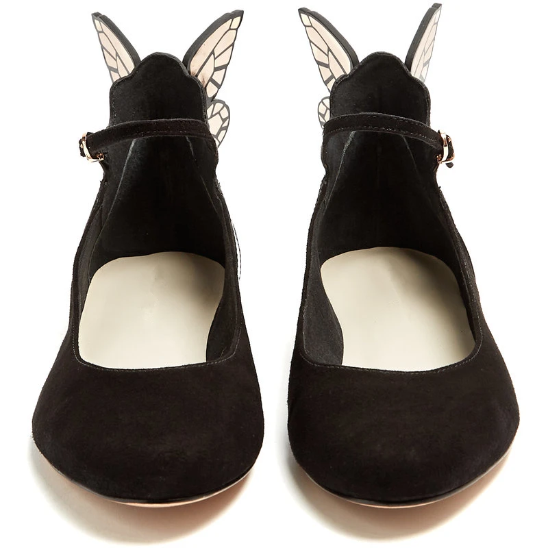 New Design Butterfly Wing Flat Single Shoes Woman Kid Suede Hollow Buckle Strap Round Toe Casual Soft Women's Summer Footwear