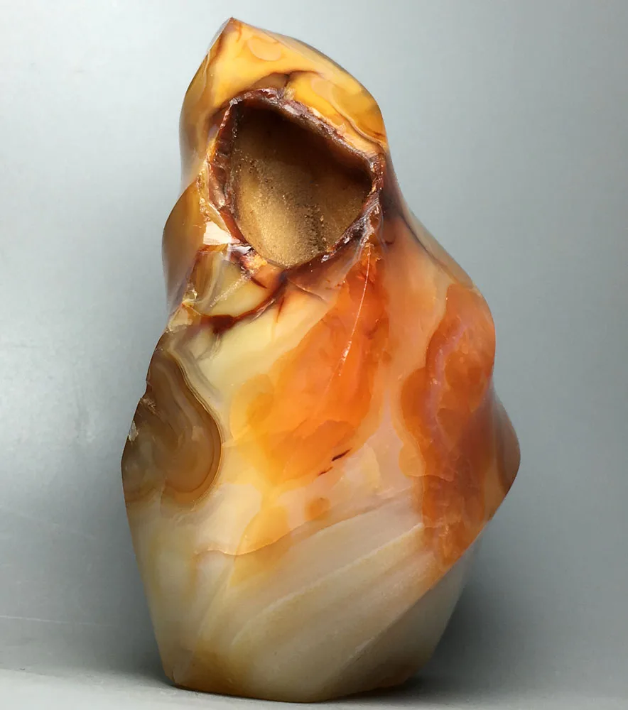 

368g Natural onyx flame healing buddha incense burner