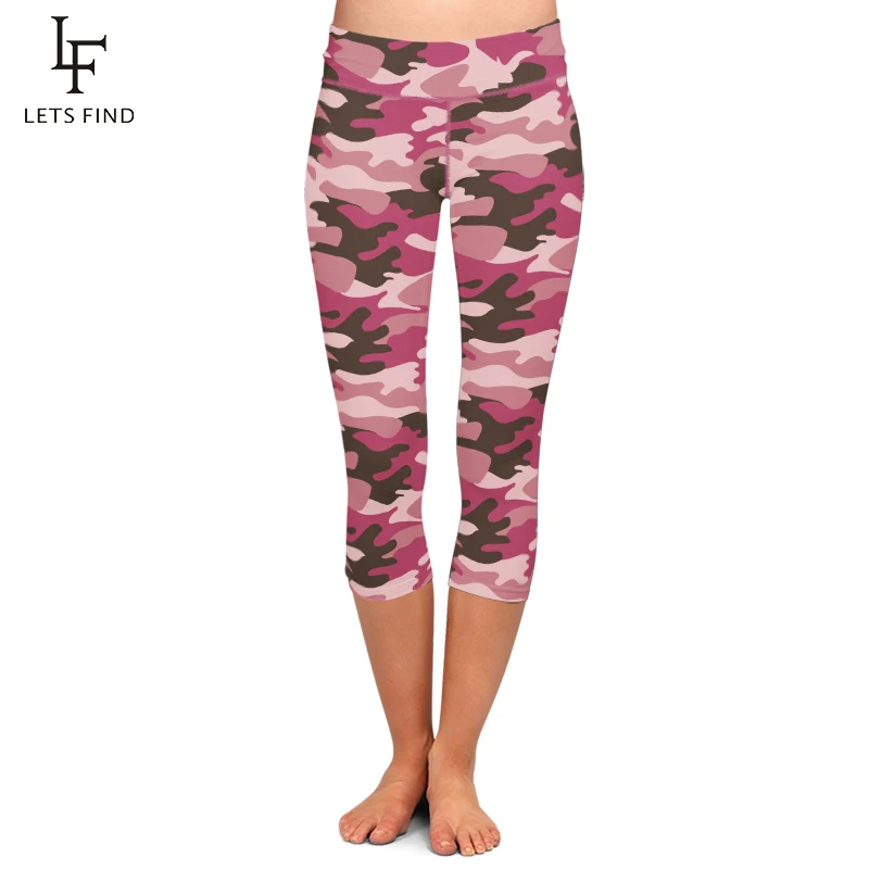LETSFIND New High Waist Women Capri Leggings Pink Camouflage Print Plus Size Mid-Calf 3/4 Stretch Leggings Freee Shipping LETSFIND New High Waist Women Capri Leggings Pink Camouflage Print Plus Size Mid-Calf 3/4 Stretch Leggings Freee Shipping