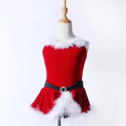 Бархатные рождественские современные танцевальные костюмы для детей красное платье на бретелях, платье для Для женщин C384