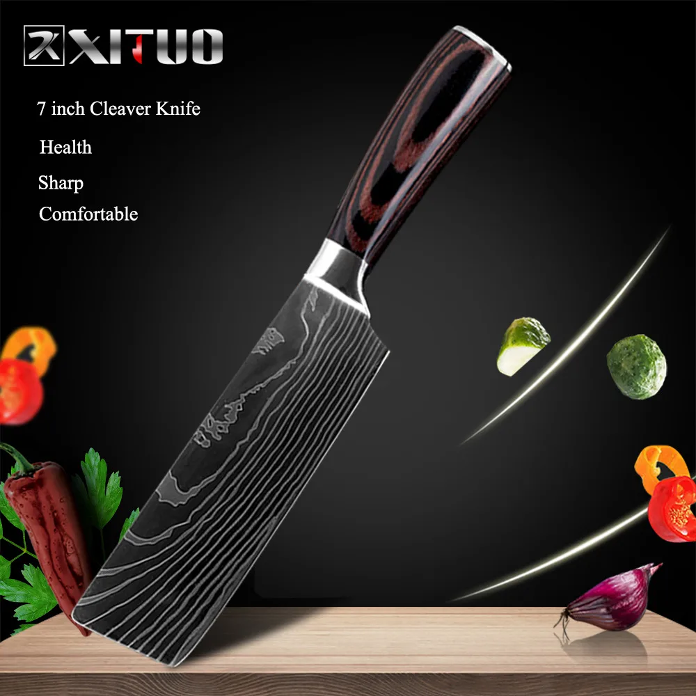 7 in cleaver knife XITUO нож шеф-повара кухонный японский нож cuchillos de cocina кухонные инструменты Мясник сашими нож garmny santoku инструмент для нарезки - Цвет: 7 in cleaver knife