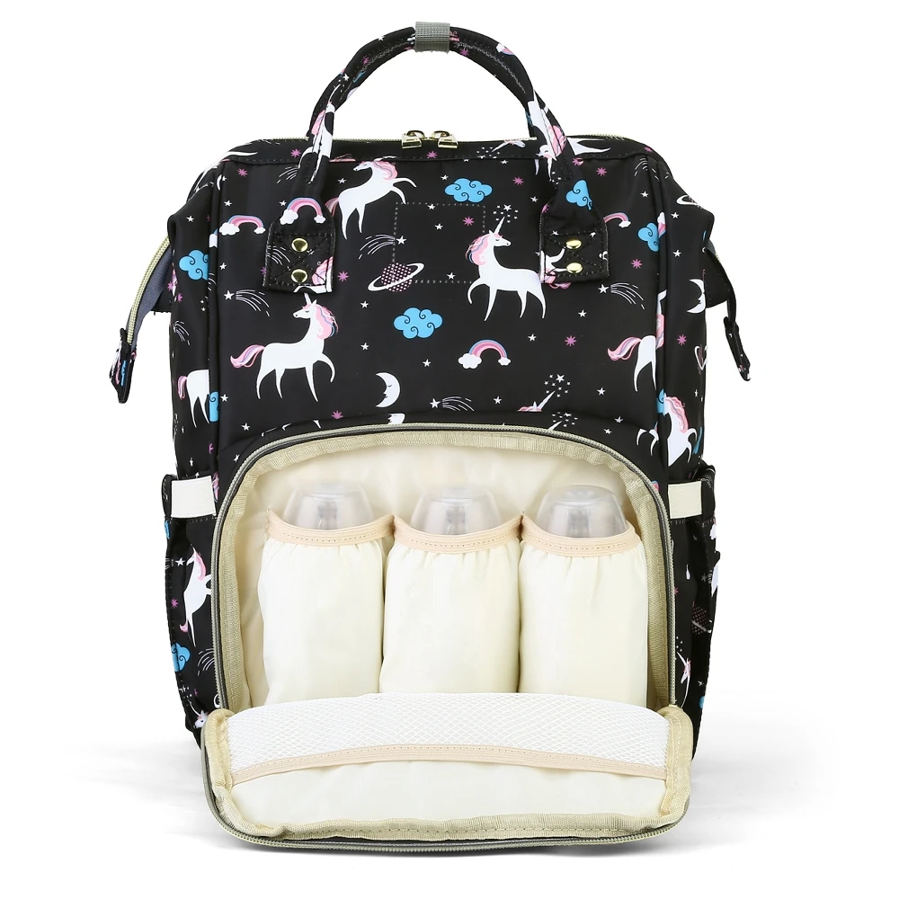 

2018 New Fashion Baby Diaper Bags Waterproof Unicorn Pattern Durable Separate Pockets Mummy Maternity Bag functional Backpack
