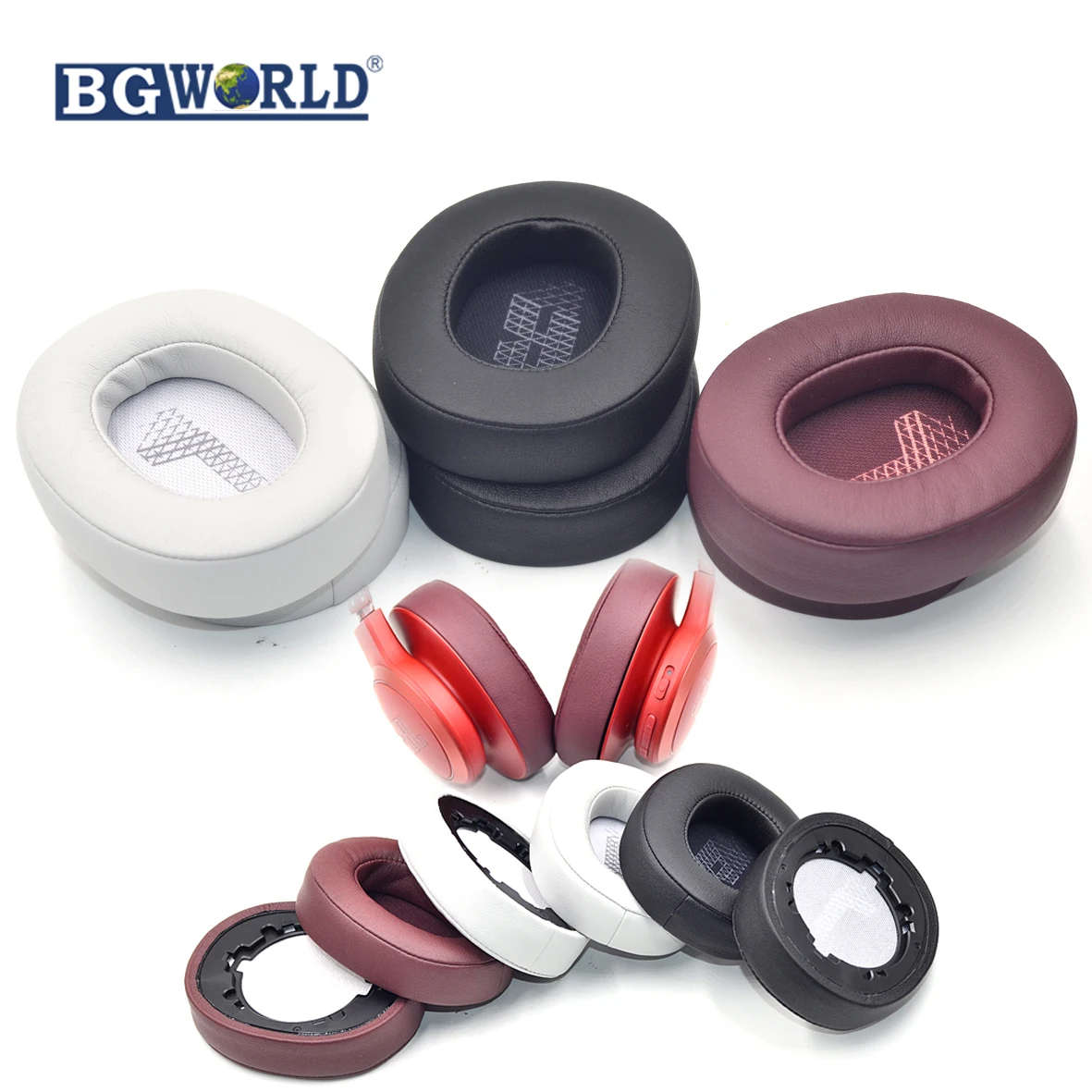 

BGWORLD Replacement Potein Leather and Memory Foam Ear Pads and Case for JBL Live 500BT Wireless Over-Ear Headphones