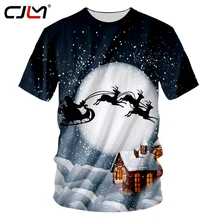 CJLM Зимний Рождественский человек животное футболка 3D печатных Луна и Лось личности Harajuku Мужская футболка с круглым вырезом Лидер продаж 6XL