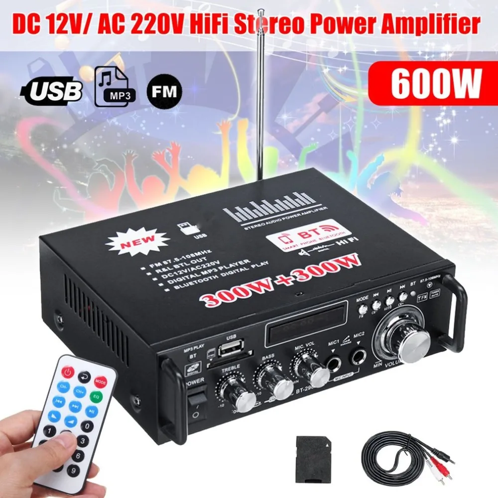 

600W Bluetooth HiFi Stereo Receiver Car Home Audio Amplifier Powered Amplifier Receiver Stereo Audio System Music USB FM AMP
