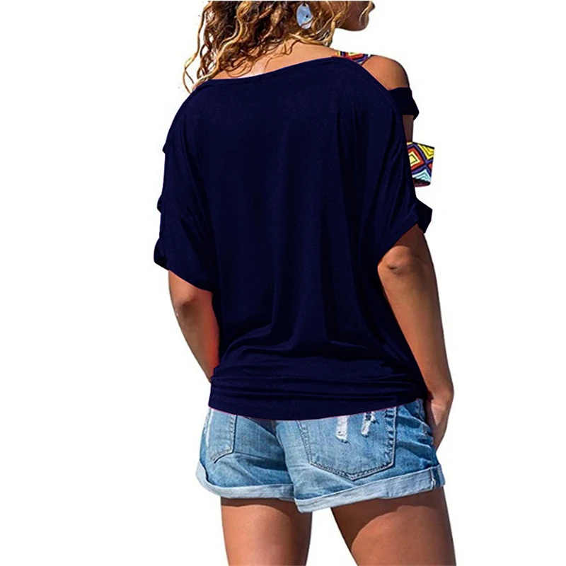 BBYES Hot Summer Female Casual Sleeve Loose Type T-Shirt Tops Women Short Sleeve Strapless Off Shoulder Blouse Plus Size S-2XL