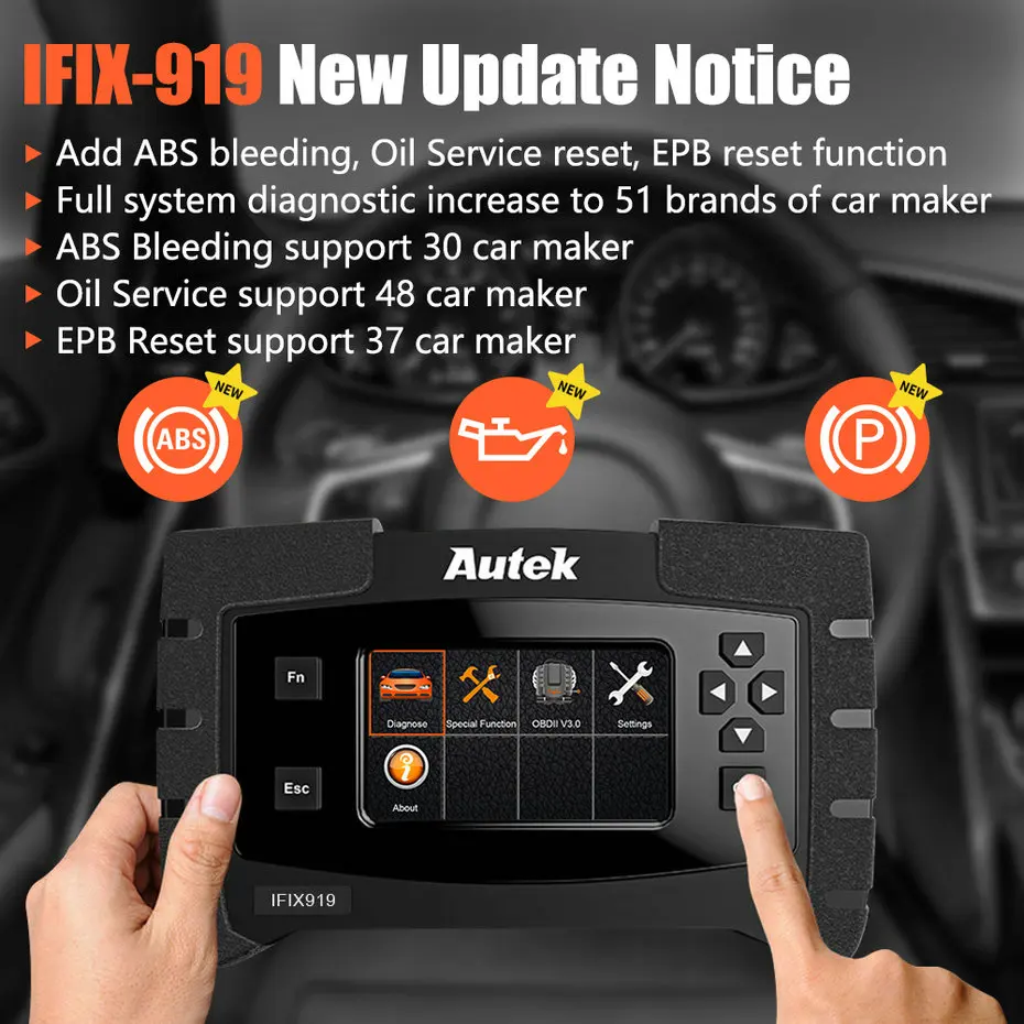 Autek IFIX919 OBD2 автомобильный сканер SRS SAS полная система автомобильный диагностический инструмент ABS кровотечение EPB сброс масла автоматический диагностический сканер