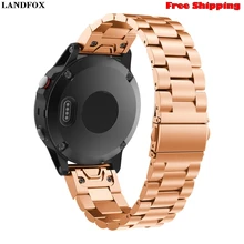 LANDFOX браслет из натуральной нержавеющей стали быстрая замена подходит Ремешок Браслет для Garmin Fenix 5 gps часы умные часы