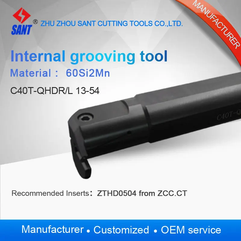 

Zhuzhou sant Internal grooving and turning tool holder C40T-QHDL13-54/ C40T-QHDR13-54 with insert ZTHD0504-MG