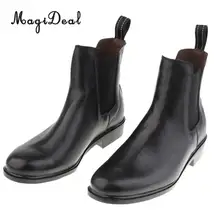 MagiDeal/женские классические кожаные сапоги до щиколотки премиум-класса для верховой езды; обувь для верховой езды на резиновой подошве