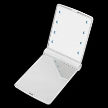 LED Pocket makeup mirror foldable with lights cosmetic – White