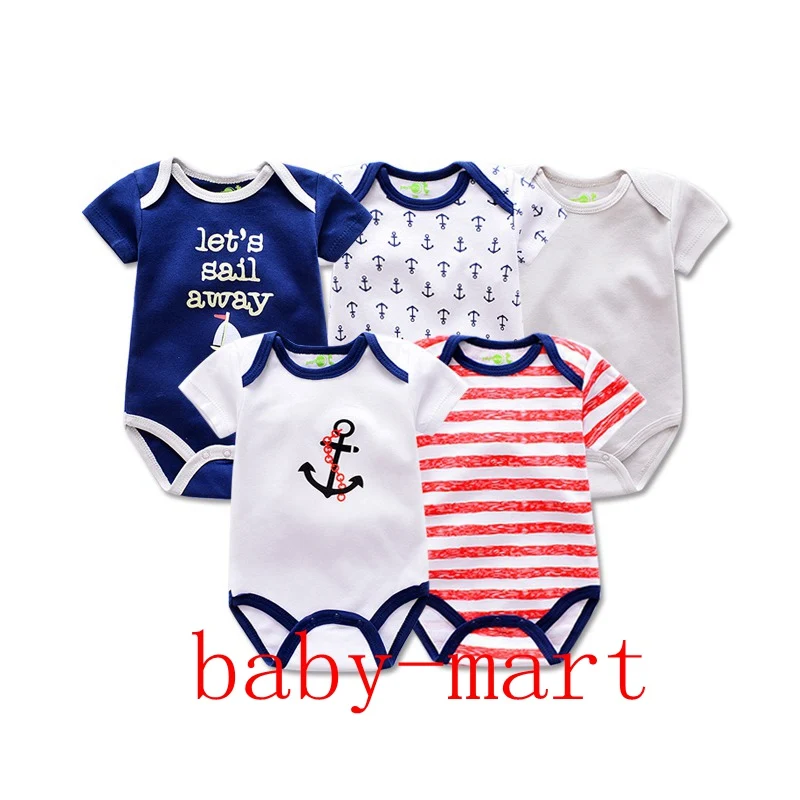5PCS/LOT Unisex Baby Rompers Short Sleeve Cottom O-Neck Jumpsuit Newborn Boys Girls Roupas de bebe Clothes Overall 0-12M | Детская