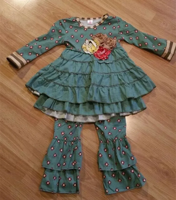 Cute Baby Girl Clothes Kids Floral Round Neck Long Sleeve Top And Pants Mustard Pie Remake Boutique Children Clothing Sets F075 Cute Baby Girl Clothes Kids Floral Round Neck Long Sleeve Top And Pants Mustard Pie Remake Boutique Children Clothing Sets F075