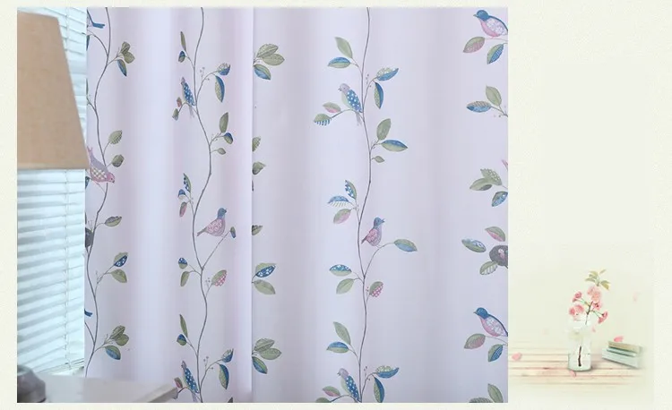 Пасторальные синие розовые листья птицы оконные шторы для гостиной/светонепроницаемые шторы для спальни обработка окон/портьеры домашний декор