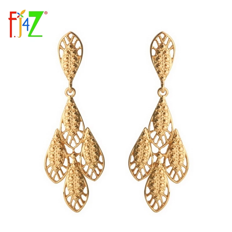 F.J4Z Fashion Classical Royal Noble Golden Drop Earrings Hot Fancy