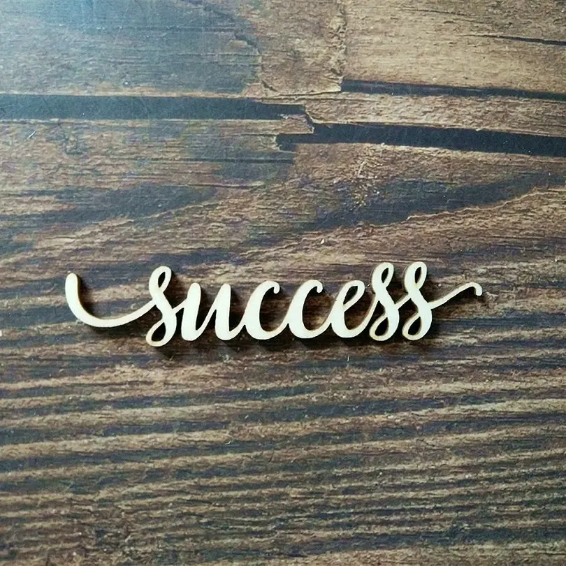 Success 10 шт. деревенский сладкий слово Charlie Script деревянный знак лазерная резка деревянные знаки художественная галерея настенная вывеска Искусство ремесло - Цвет: Success