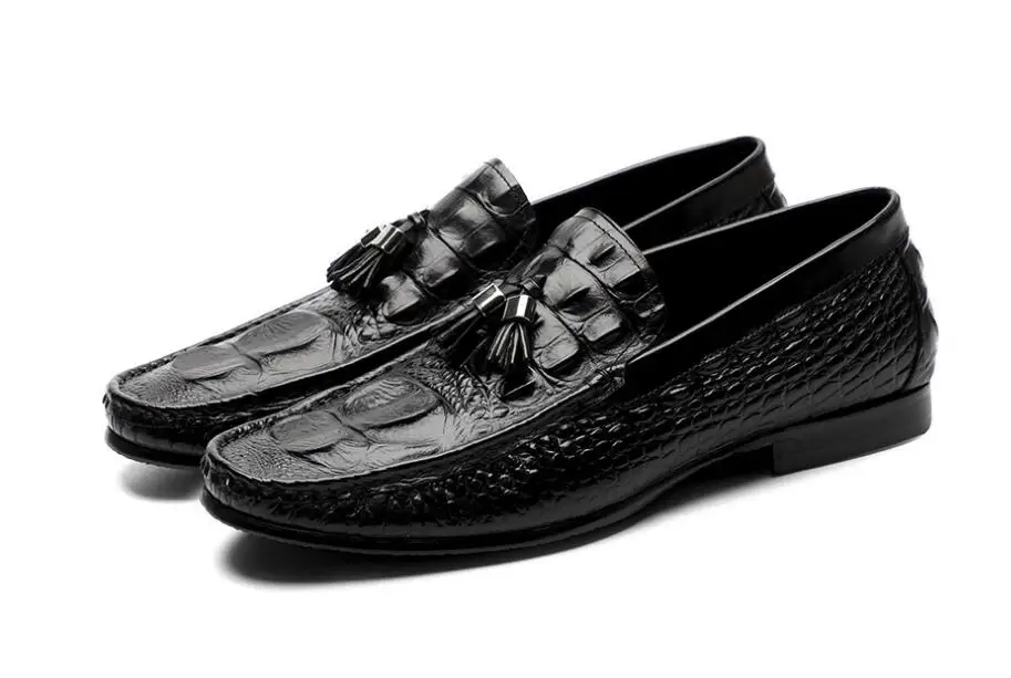 

men leather Korean version of the lazy British crocodile stripe fashion men versatile casual moccasins Fringed casual men's shoe