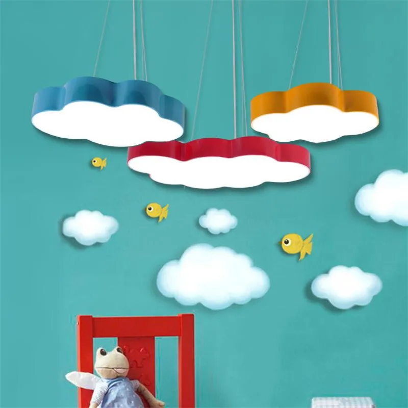 

Modern Cartoon Creative Lovely Clouds Design 3 Colors Iron Acrylic Led Pendant Light for Children's Room Bedroom S/M/L 1410