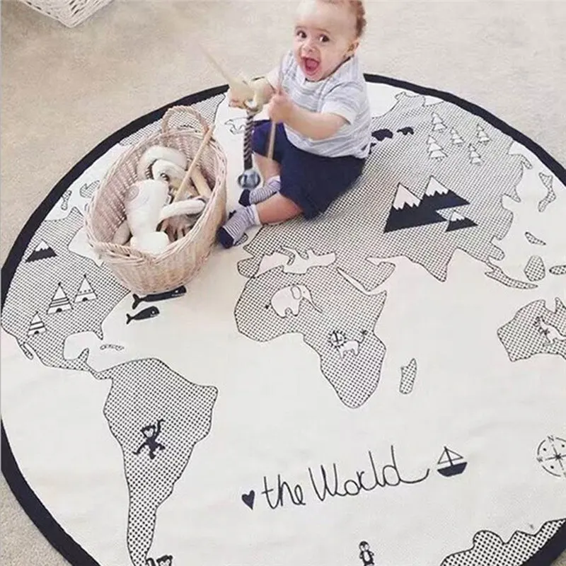 135 см высокое Качественный хлопок карта мира узор детская игровая площадка круглый Ddiameter дети ползают коврики детские игрушки