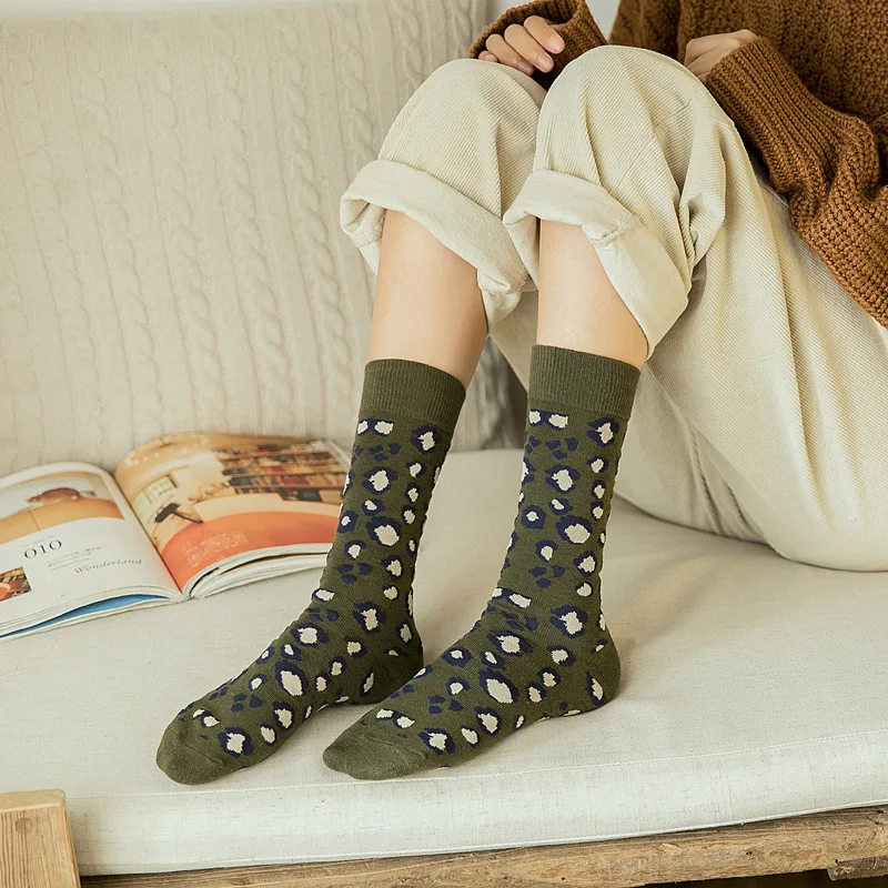 10Pcs=5Pairs/Lot Leopard Print Socks Women Autumn Winter Korean Warm Pure Cotton Socks Set Streetwear Mid-Tube Socks Chaussettes 10Pcs=5Pairs/Lot Leopard Print Socks Women Autumn Winter Korean Warm Pure Cotton Socks Set Streetwear Mid-Tube Socks Chaussettes