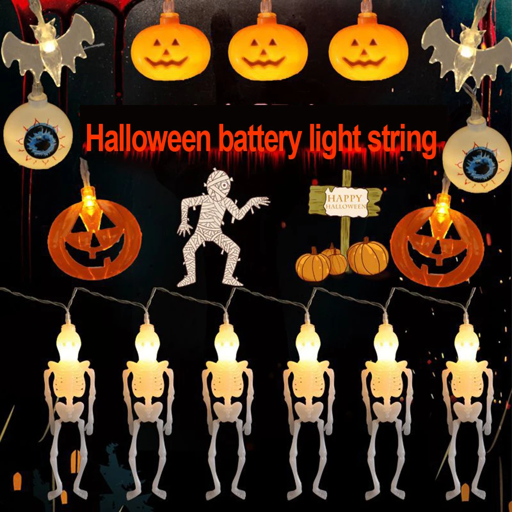Светодиодный светильник-гирлянда, подвесной, Хэллоуин, Декор, тыквы/Призрак/паук/череп, светодиодный, сказочные огни, фонари, лампы для DIY