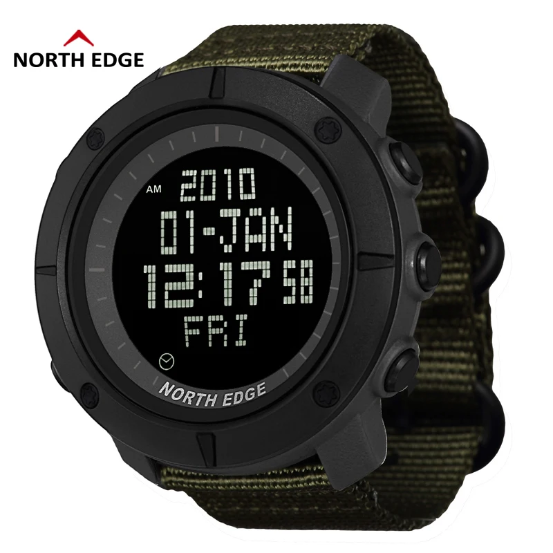 NORTH EDGE World Time Мужские Спортивные армейские часы водонепроницаемые 50 м цифровые