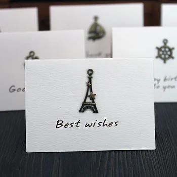 

30pc Mini Metal Folding Hand Wedding Invitations White Cards Greeting Card Free Envelope Seals Event Party Supplies 9.5*6.5cm