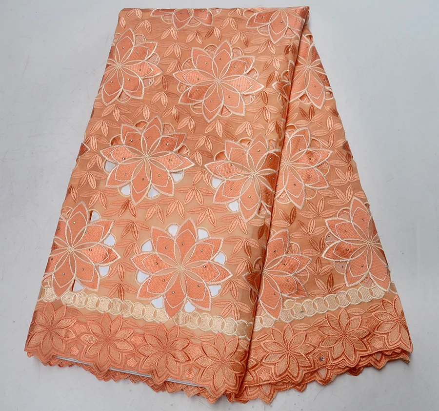 

2018 Peach Swiss Voile Lace Women Wedding dress High Quality Peach French Stones Swiss Voile Laces in Switzerland