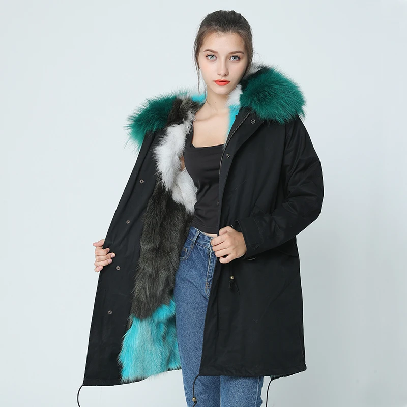 OFTBUY 2019 пальто с натуральным лисьим мехом длинная парка зимняя куртка женская