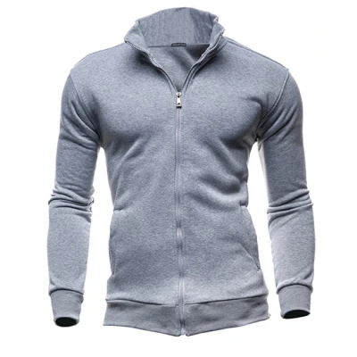 light grey Осенне-зимние флисовые толстовки мужские свитшоты на молнии для фитнеса куртки и пальто для мужчин кардиганы размера плюс 3XL - Цвет: light grey