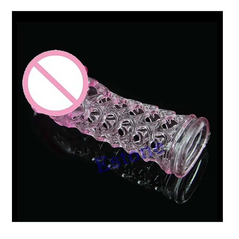 New Sex Toy Tool Silicone Penis Lock Time Delay Stretchable Condom #E015C# |