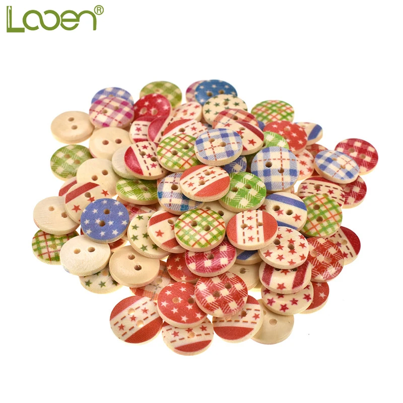 2 Holes Round Wood Buttons Clothing Sewing DIY Craft Scrapbook 15mm