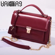 Модная универсальная обувь в ретро-стиле Разделение кожаная женская Сумка Высший сорт маленькие сумки через плечо Многослойные мини-цепочка для женщин сумки через плечо