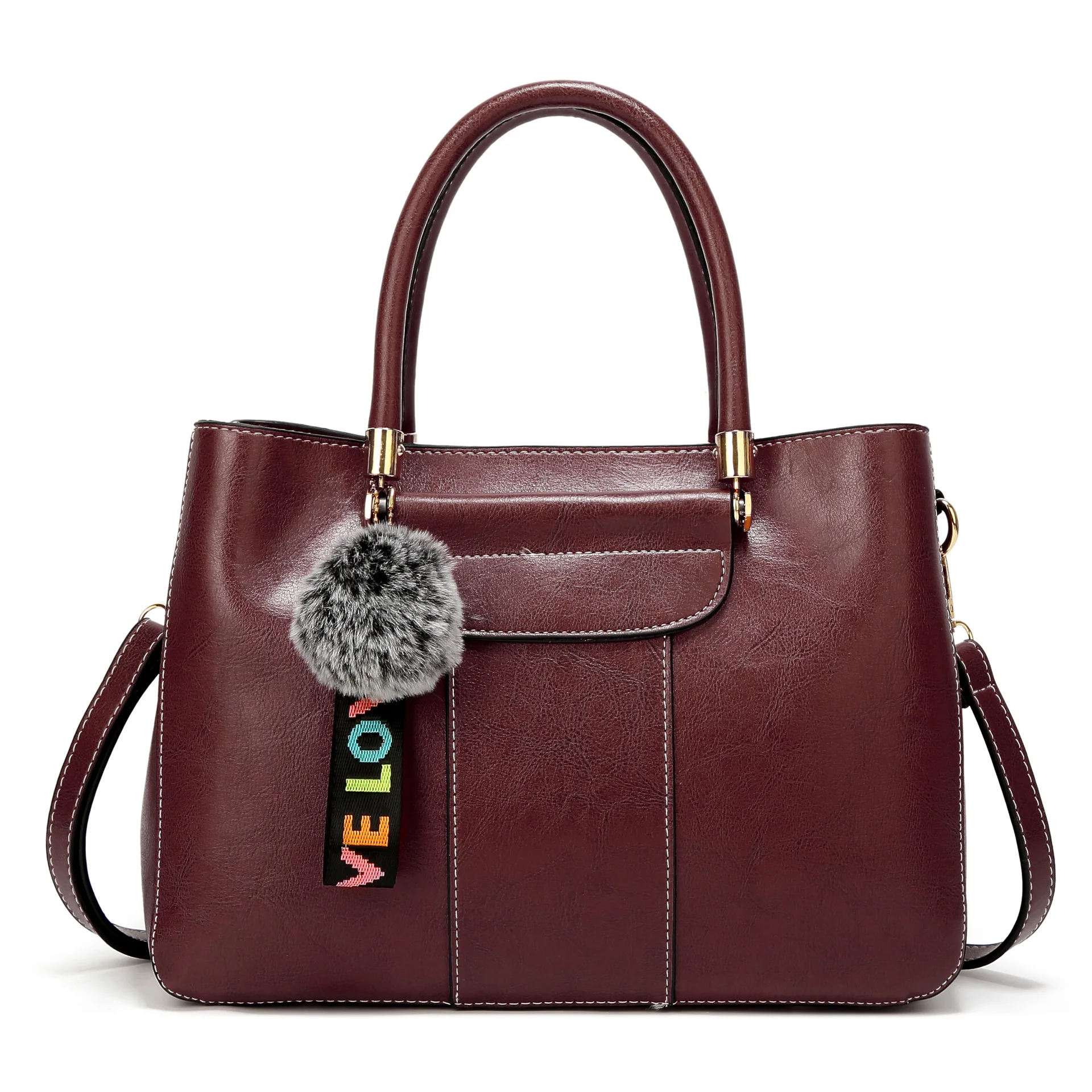 

Casual female shoulder bag Plush Pendant women's handbag Personality motorcycle Shoulder bags for women 2018 bolsa feminina