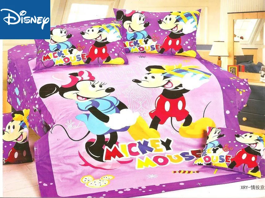 Комплект постельного белья с Микки Маусом для мальчиков, декор для кровати, один размер, пододеяльник, 2-4 предмета, рождественские подарки для детей