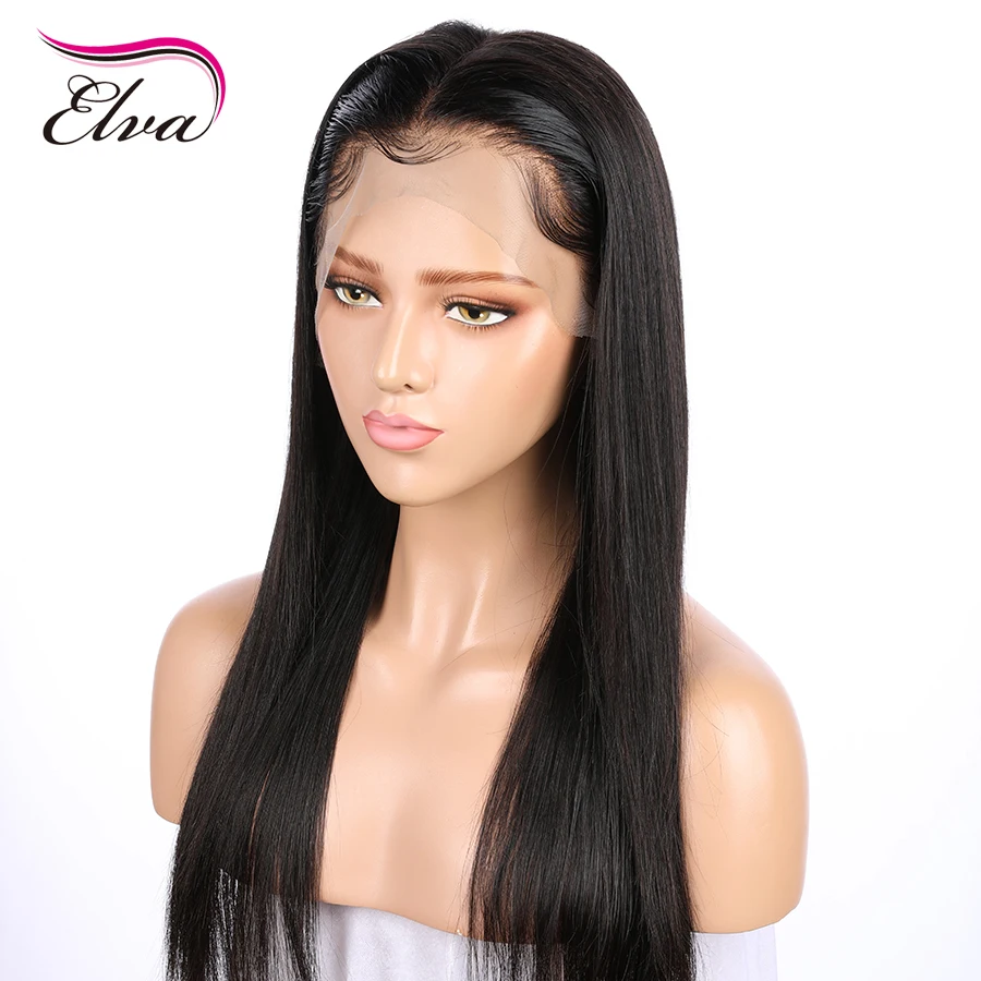 180% плотность 360 синтетический фронтальный парик человеческих волос с детскими волосами предварительно сорвал отбеленные узлы для черных женщин бразильские волосы remy Elva