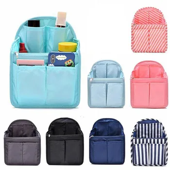 

Portable Cosmetic Bag Waterproof Multi Pockets Bag in Bag Organizer Make Up Toiletry Storage Insert Tote for Backpack