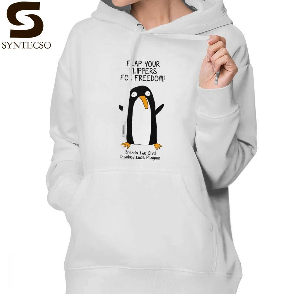

Penguin Hoodie Brenda The Civil Disobedience Penguin Hoodies Cotton Graphic Hoodies Women Sexy Blue Street wear Pullover Hoodie