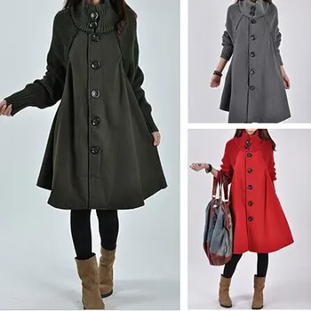 

HEE GRAND 2019 Long Jackets 5XLWomen Cape Overcoats Cloak Windbreaker Loose Winter Wool Trench Coat Autumn Manteau Femme WWN1203