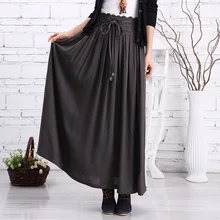 25-38 Размеры Для женщин s Ретро плиссированные эластичный пояс Длинная юбка макси Для женщин хлопковые льняные юбки Jupe Falda