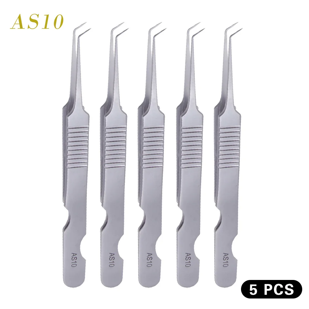 5 Pcs AS10 AS09 Пинцет для наращивания ресниц для объемных ресниц 3D норка индивидуальное наращивание ресниц из нержавеющей стали точный пинцет - Цвет: 5 Pcs AS10