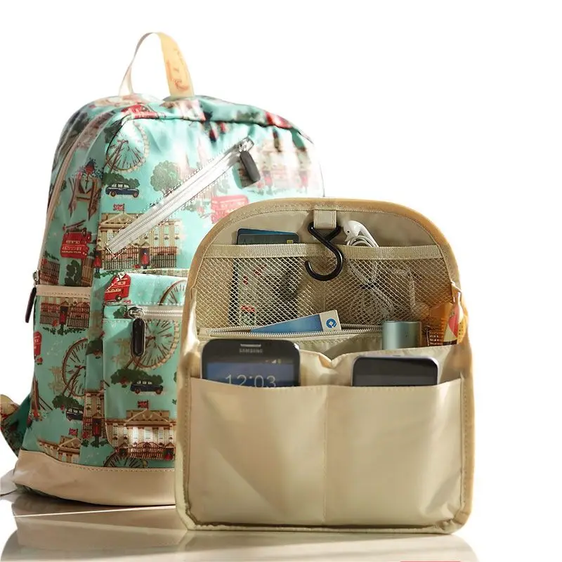 

LHLYSGS Backpack Inner Bag Foldable Inner Two Side Use Storage Cosmetic Organizer Bag Multi-pockets Toiletry Hanging Inner Bag