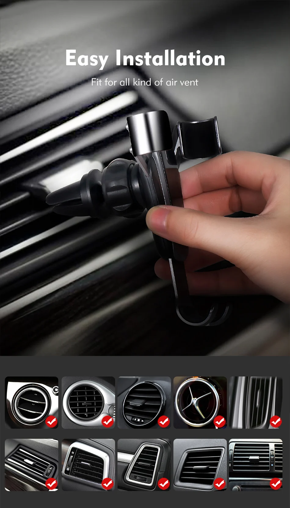 Benks Gravity Car Phone Holder Stand Air Vent Mount Stand For Huawei P20 iphone X 8 7 Samsung S9 GPS Mobile Auto Support Bracket (13)