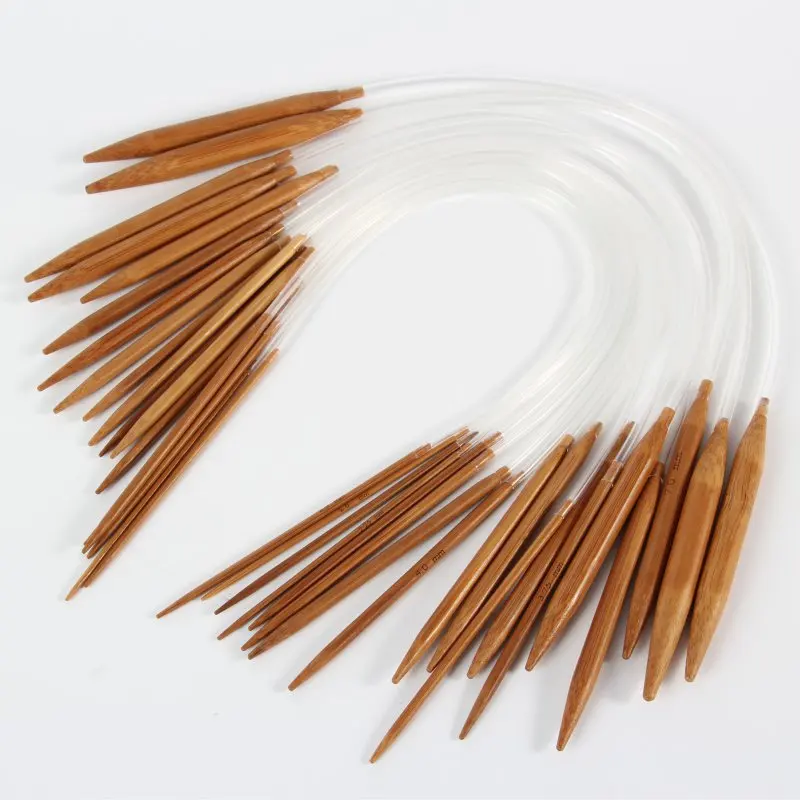 

18Pcs Useful 40cm/80cm Smooth Tube Circular Double Point Bamboo Carbonized Knitting Needles